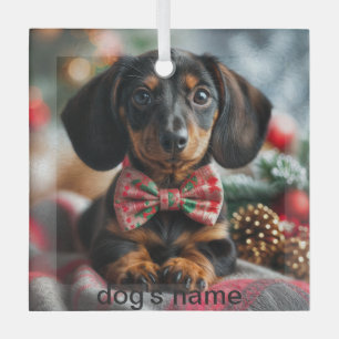Dachshund Christmas Glass Tree Decoration