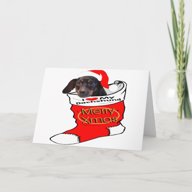 Dachshund Christmas Holiday Card (Front)