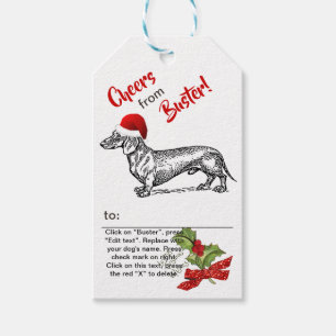 Dachshund Christmas Holly Snowflake Personalise Gift Tags