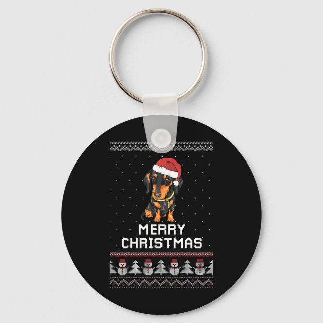 Dachshund Christmas Key Ring (Front)