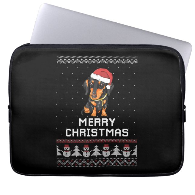 Dachshund Christmas Laptop Sleeve (Front)