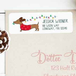 Dachshund Christmas Lights Festive Address Labels