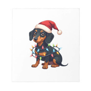 Dachshund Christmas Lights Santa Hat Xmas Dog Love Notepad