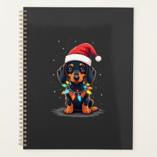 Dachshund Christmas Lights Santa Hat Xmas Dog Love Planner