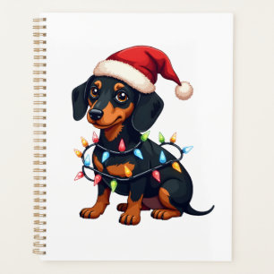 Dachshund Christmas Lights Santa Hat Xmas Dog Love Planner