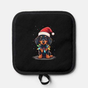 Dachshund Christmas Lights Santa Hat Xmas Dog Love Pot Holder