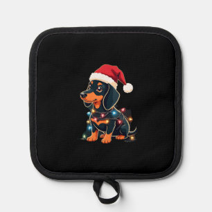 Dachshund Christmas Lights Santa Hat Xmas Dog Love Pot Holder