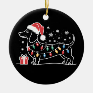 Dachshund Christmas Lights Wiener Dog Sausage Xmas Ceramic Tree Decoration