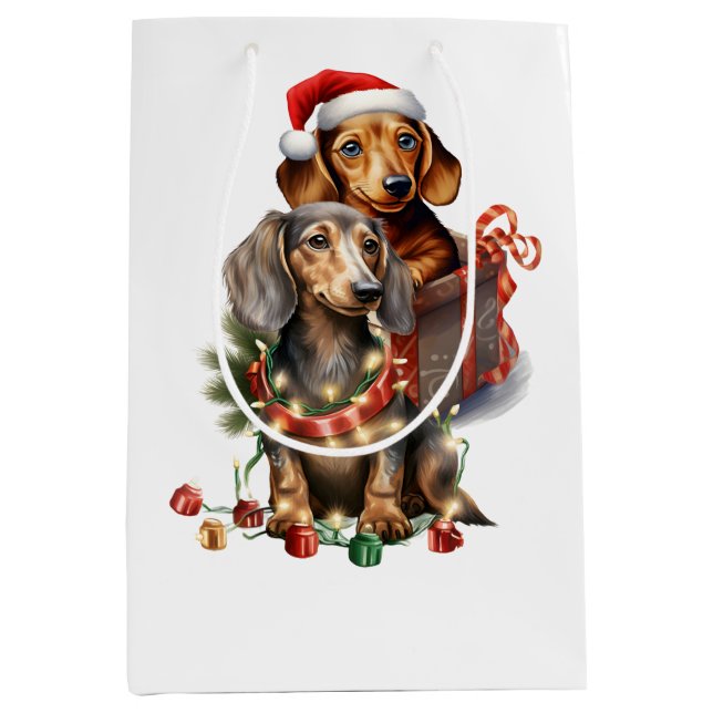 Dachshund Christmas  Medium Gift Bag (Front)