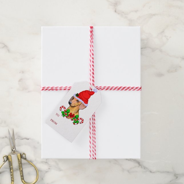 Dachshund Christmas Merry Gift Tags (With Twine)