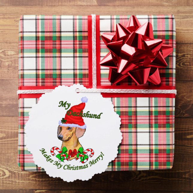 Dachshund Christmas Merry Tree Decoration Card (Insitu (Gift))