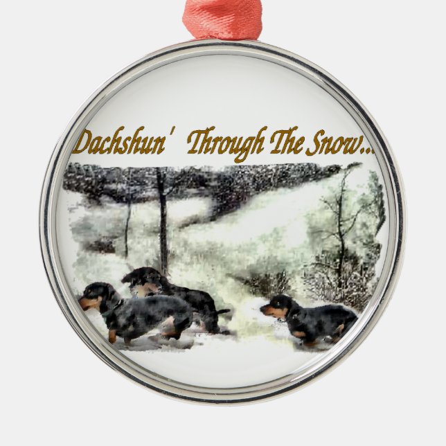 Dachshund Christmas Metal Tree Decoration (Front)