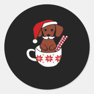 Dachshund Christmas Moustache Coffee Mug Classic T Classic Round Sticker