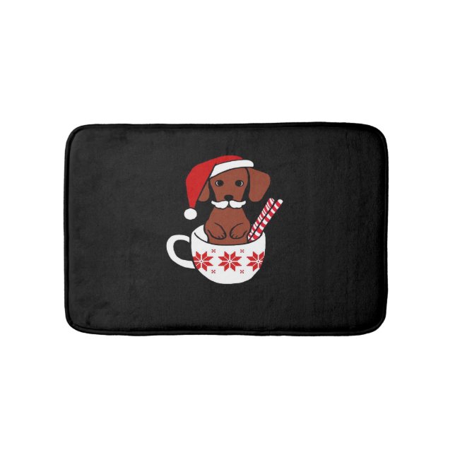 Dachshund Christmas Mustache Coffee Mug Classic T- Bath Mat (Front)