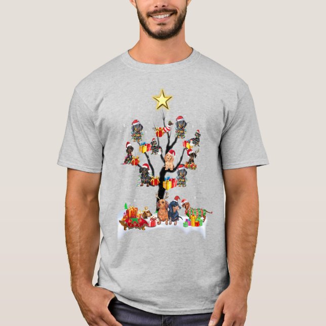 Dachshund Christmas On Tree Shirt Xmas Gift Ideas (Front)