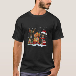 Dachshund Christmas Ornaments Santa Hat Dog Lovers T-Shirt