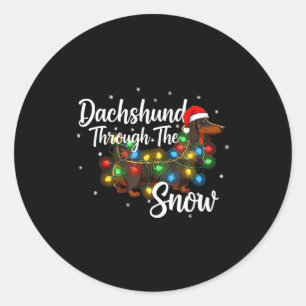 Dachshund Christmas Pajamas Shirt Dachshund Throug Classic Round Sticker