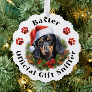 Dachshund Christmas Paper Ornament Card