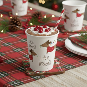 Dachshund Christmas Party Life is Wienerful Paper Cups