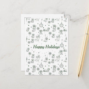 Dachshund Christmas pattern Holiday Postcard