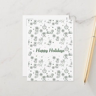 Dachshund Christmas pattern Holiday Postcard