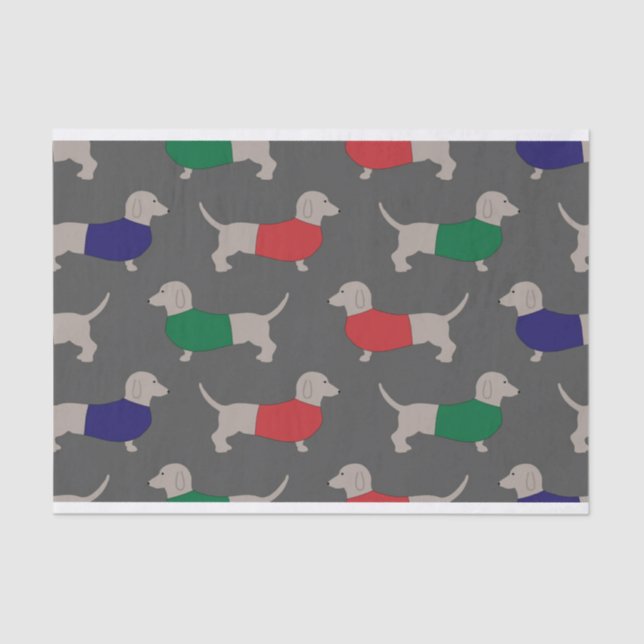 Dachshund Christmas Pattern Tissue Paper (Front)
