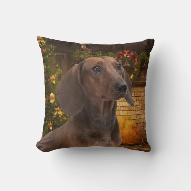 Dachshund Christmas Pillow (Front)