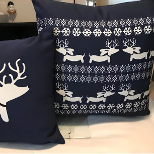 Dachshund Christmas Pillow Fair Isle Reindeer