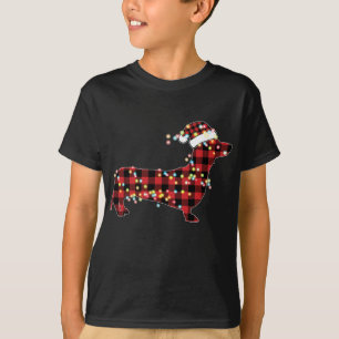 Dachshund Christmas Red Plaid Buffalo Pyjamas Xmas T-Shirt