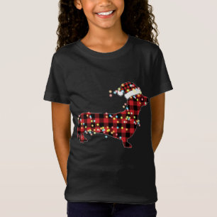 Dachshund Christmas Red Plaid Buffalo Pyjamas Xmas T-Shirt
