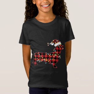 Dachshund Christmas Red Plaid Buffalo Pyjamas Xmas T-Shirt