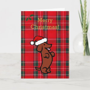 Dachshund Christmas Santa Hat Holiday Card
