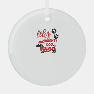 Dachshund Christmas Shirt _ Funny Feliz Naughty Do Glass Tree Decoration