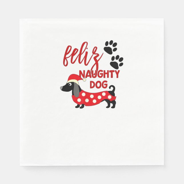 Dachshund Christmas Shirt _ Funny Feliz Naughty Do Napkin (Front)