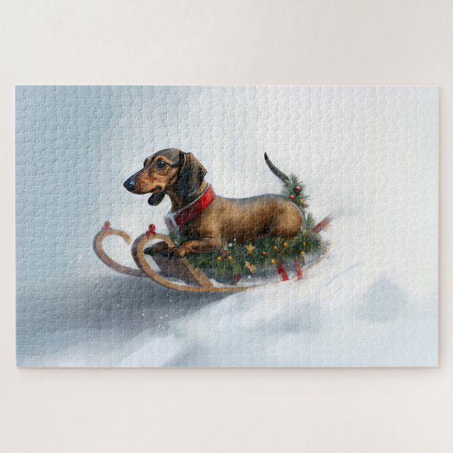Dachshund Christmas snow winter Jigsaw Puzzle (Horizontal)