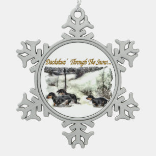 Dachshund Christmas Snowflake Pewter Christmas Ornament