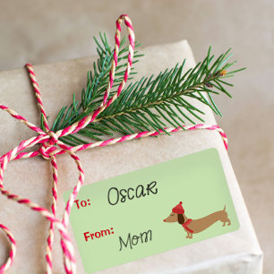 Dachshund Christmas Sticky Gift Tags Labels