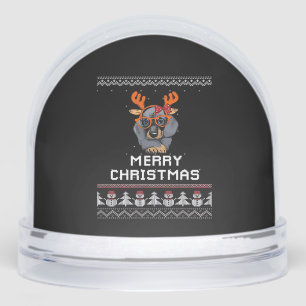 Dachshund Christmas Sweater Oversized T-Shirt Snowglobe