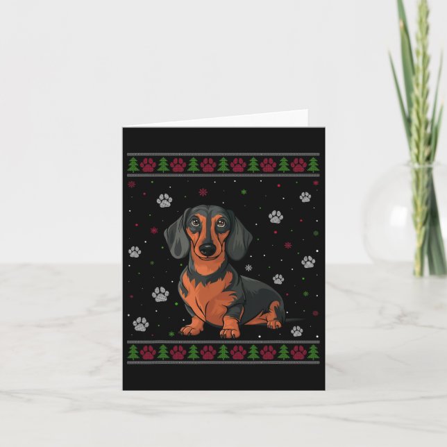 Dachshund Christmas Sweater Xmas Pet Animal Dog Lo Card (Front)