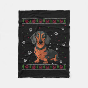 Dachshund Christmas Sweater Xmas Pet Animal Dog Lo Fleece Blanket
