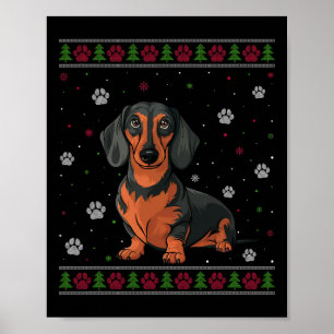 Dachshund Christmas Sweater Xmas Pet Animal Dog Lo Poster