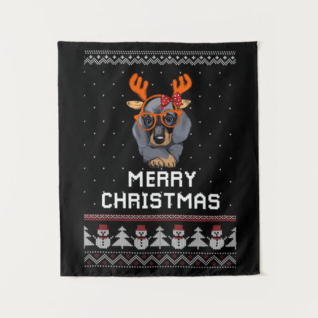 Dachshund Christmas Tapestry (Front)