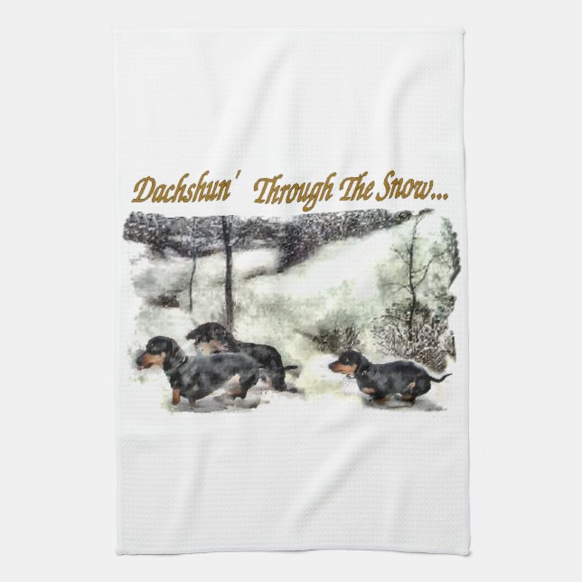 Dachshund Christmas Tea Towel (Vertical)