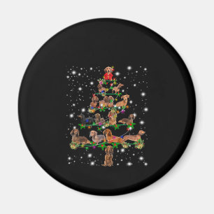 Dachshund Christmas Tree Covered By Flashlight Magnet