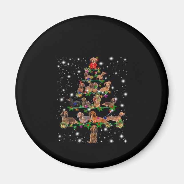Dachshund Christmas Tree Covered By Flashlight Magnet (Front)