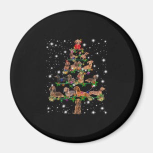 Dachshund Christmas Tree Covered By Flashlight Magnet