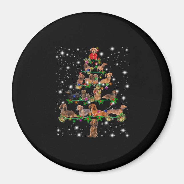 Dachshund Christmas Tree Covered By Flashlight Magnet (Front)