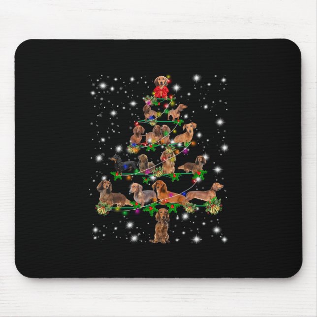 Dachshund Christmas Tree Covered By Flashlight Mouse Pad (Front)