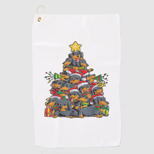 Dachshund Christmas Tree Dog Santa Xmas Boys Girls Golf Towel
