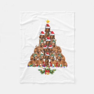Dachshund Christmas Tree Dog Xmas Lights Pyjamas F Fleece Blanket